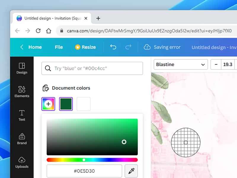 Canva 上的顏色選項選單
