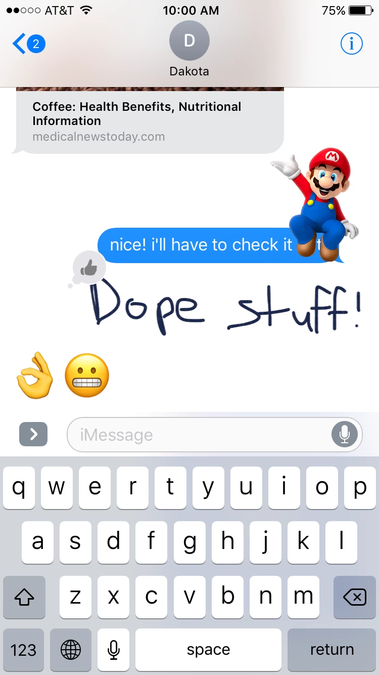 請注意，iOS 10 中的表情符號沒有藍色背景。