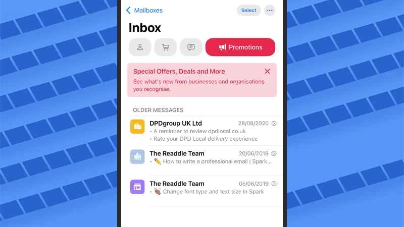 收件匣篩選器的螢幕截圖