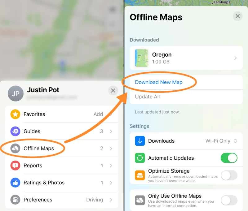 蘋果地圖離線地圖選單