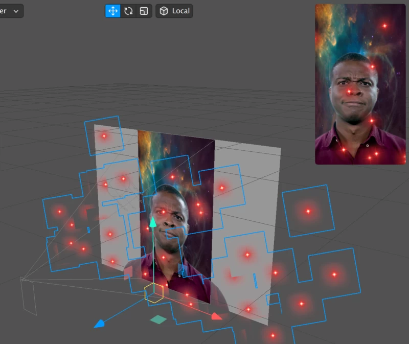 Spark AR 中工作發射器的螢幕截圖