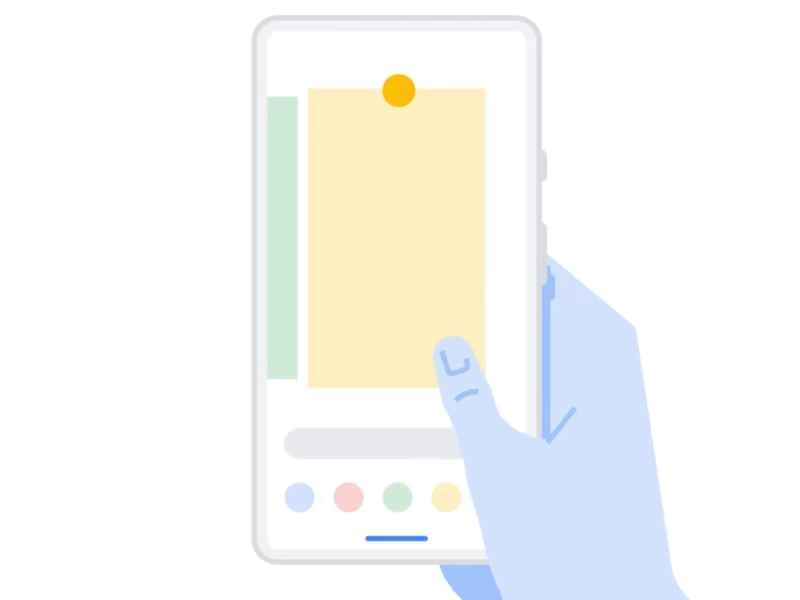 用手操控無按鈕安卓手機的示意圖