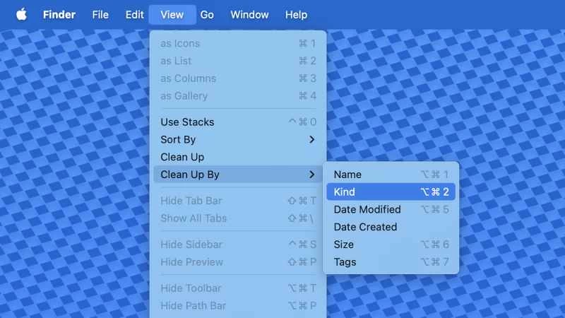 「清理方式」選單選項的螢幕截圖