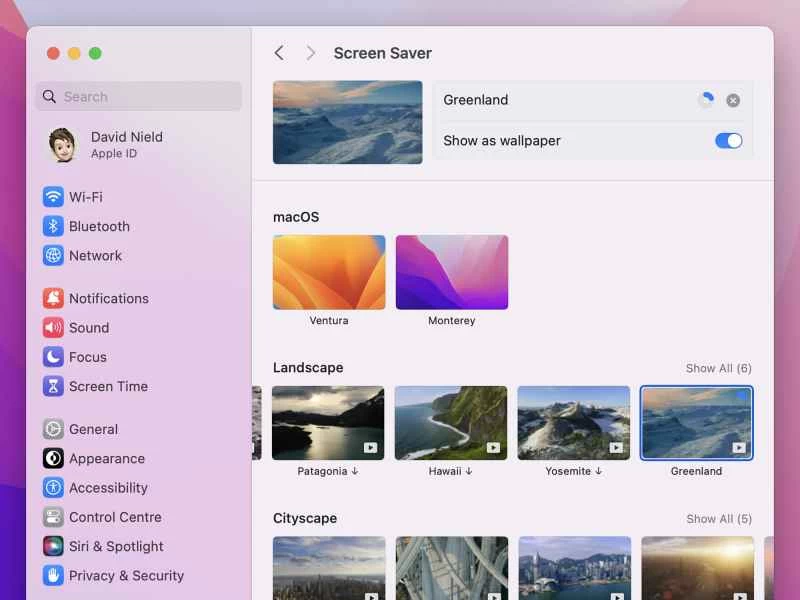 macOS 14 Sonoma 提供了一系列全新的動態螢幕保護程式供您選擇。