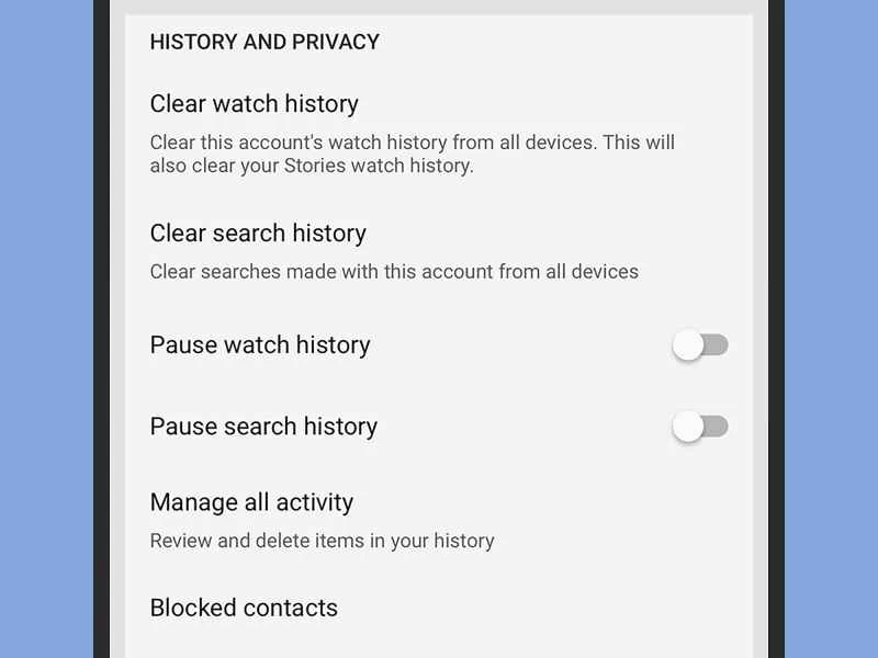YouTube隱私設定的螢幕截圖