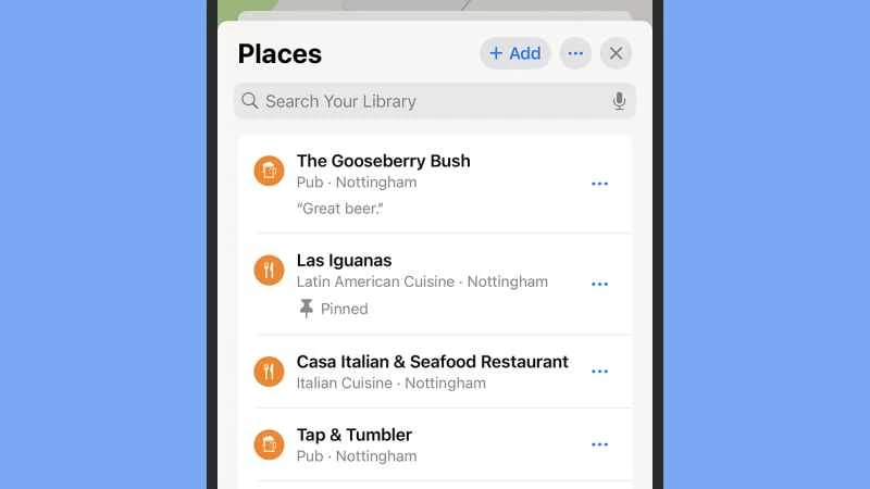 蘋果地圖上的地點截圖