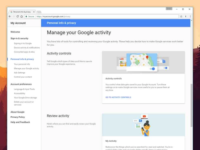 Google 的隱私設定。
