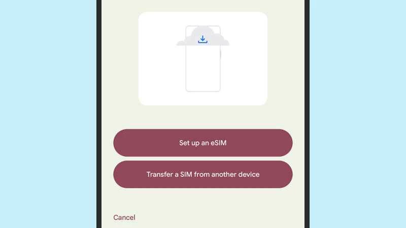 Pixel 裝置上 eSIM 設定的螢幕截圖