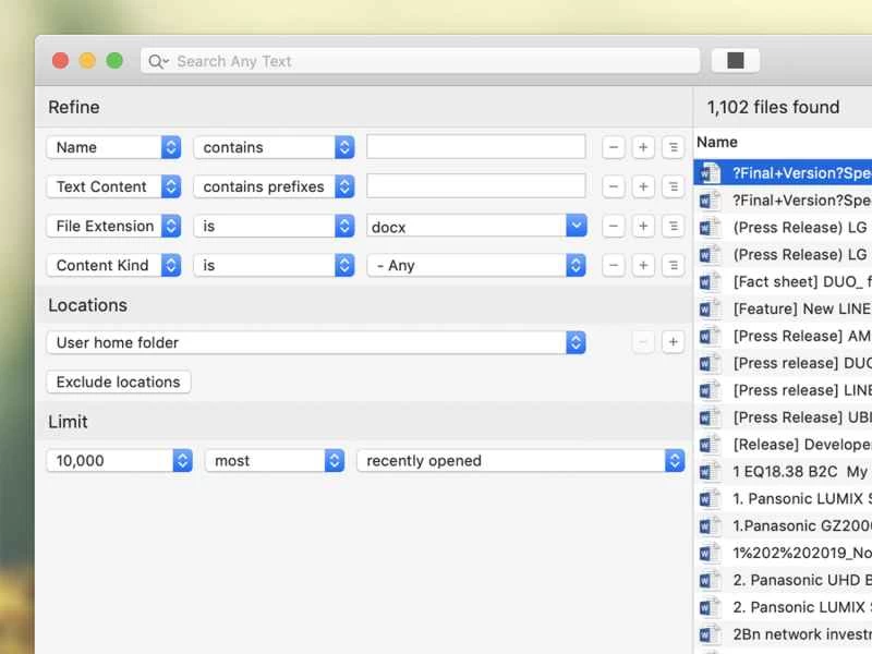 適用於 macOS 的 HoudahSpot 介面。