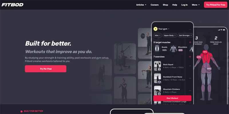 Fitbod應用程式提供個人化的肌力訓練計劃,並追蹤您的訓練進度。