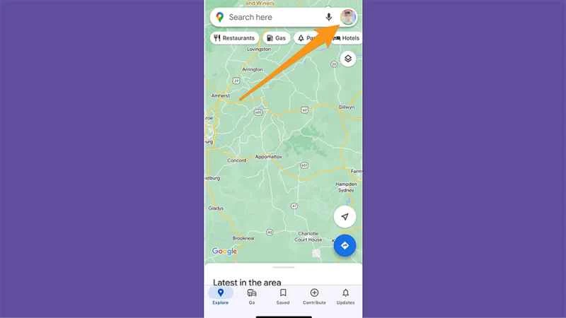 要分享您的位置，請點擊Google地圖右上角的個人頭像。