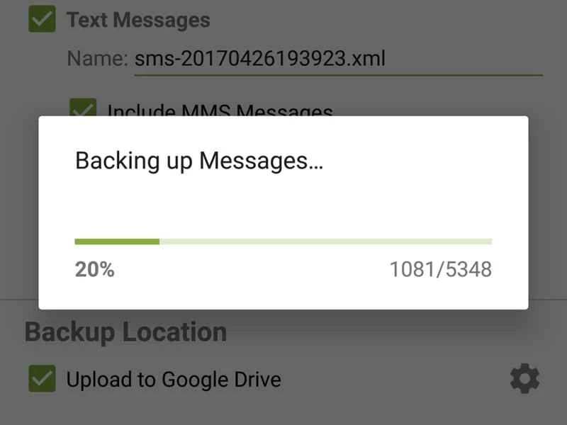 這是SMS Backup & Restore的螢幕截圖，這是一款用於在Android上儲存簡訊的工具。