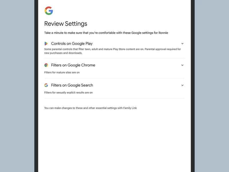 Pixel平板電腦的家長監護選項。