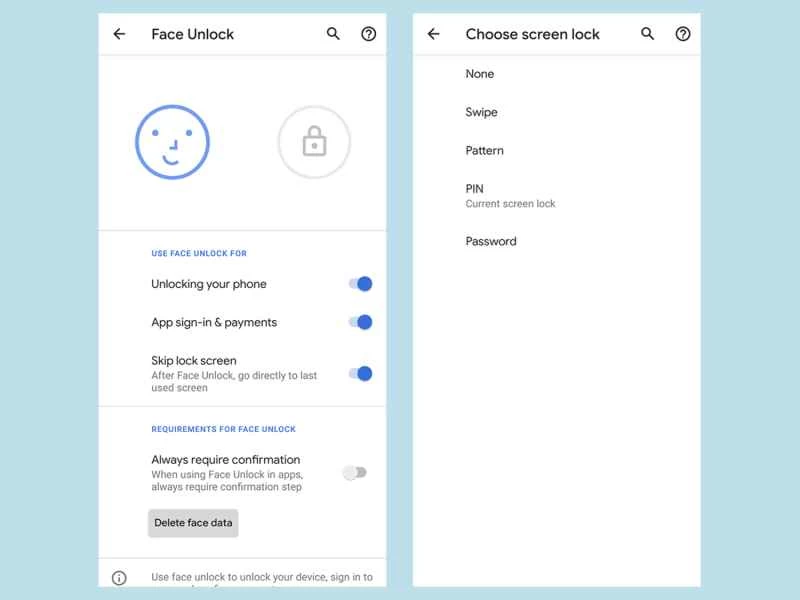 Pixel 4 臉部解鎖截圖