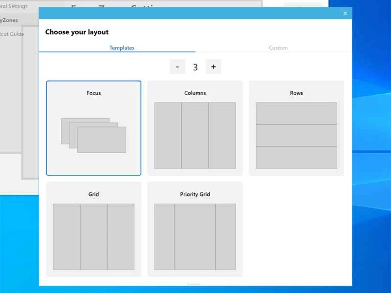 微軟 PowerToys FancyZones 介面。
