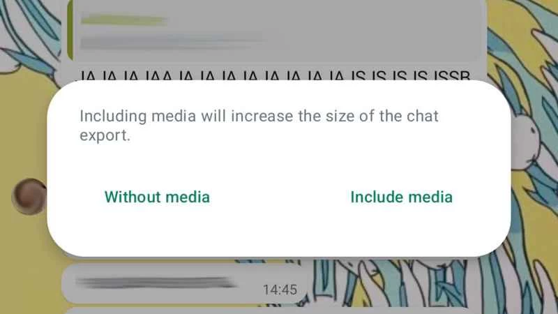 WhatsApp聊天記錄匯出限制選單