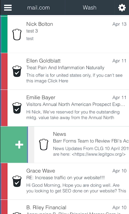 MailWasher應用程式介面。