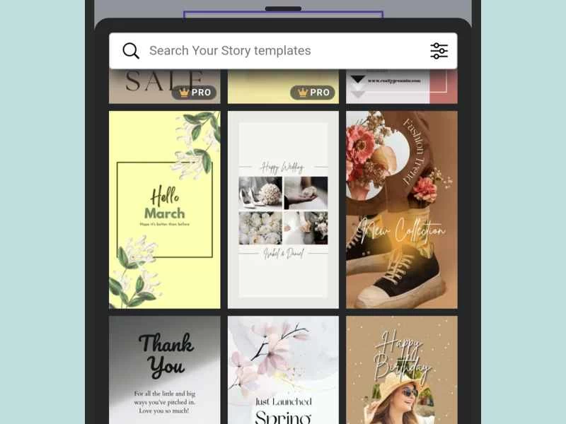 Canva 的 Instagram 快拍設計介面。