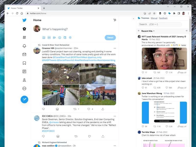 Twemex Twitter 擴充功能介面。