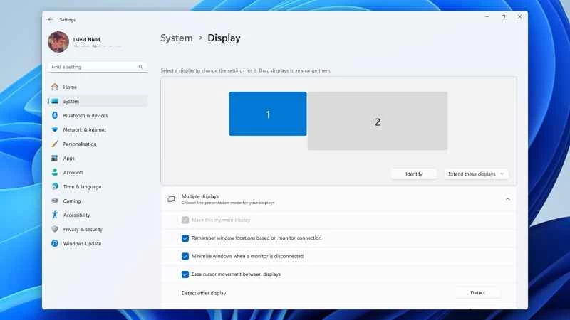 在Windows系統上配置多個顯示器。