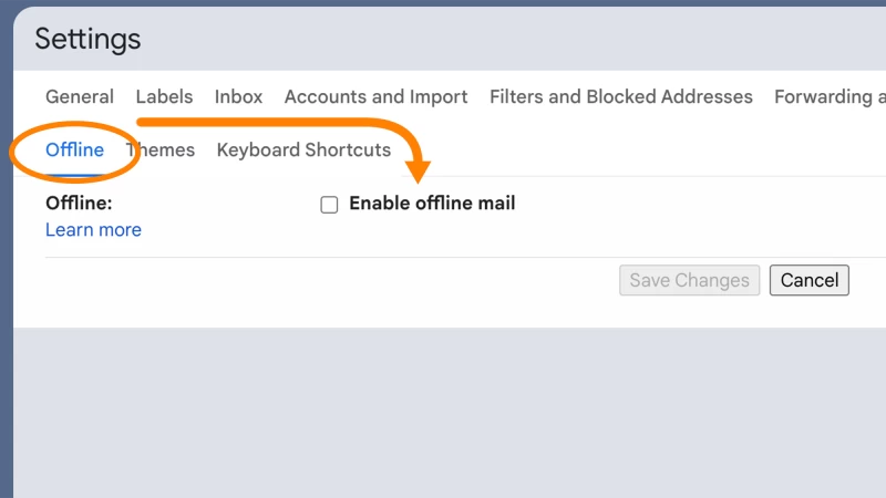 啟用 Gmail 的離線模式