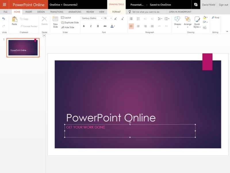 PowerPoint Online Microsoft Suite 簡報製作介面