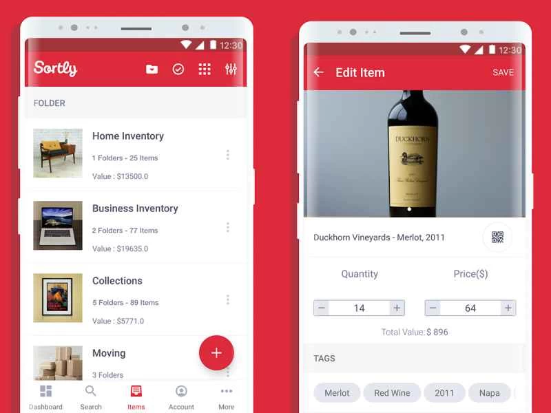 Sortly 應用介面。