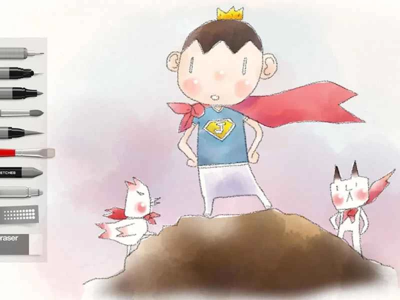 Tayasui Sketches 中的繪圖介面。