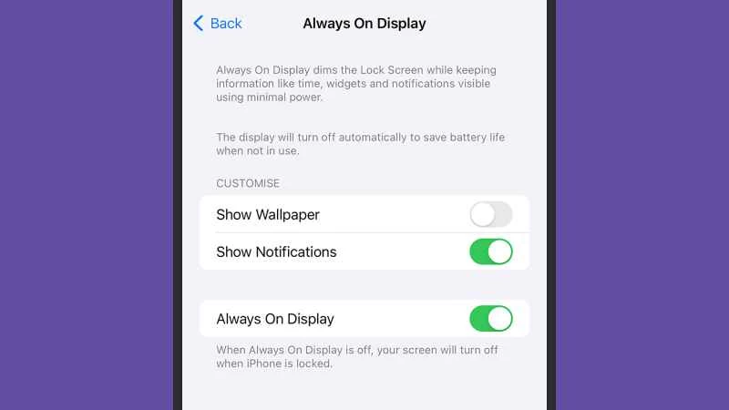 壁紙和通知可以顯示或隱藏。