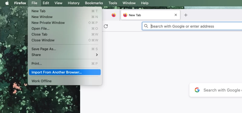用於導入 Chrome 書籤和其他資料的 Firefox 選單