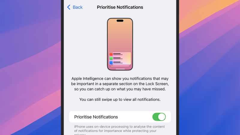 優先通知選項的螢幕截圖