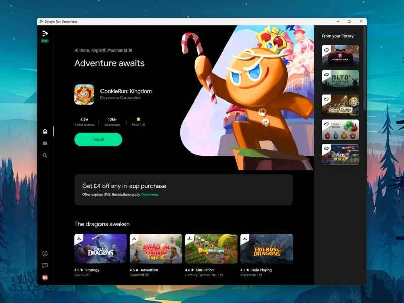 Google Play Games 測試版展示了 CookieRun: Kingdom 的預覽。