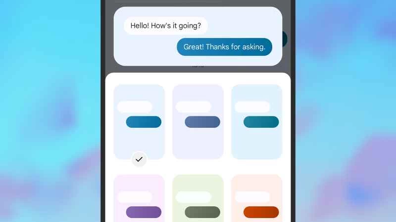 訊息中顏色選項的螢幕截圖