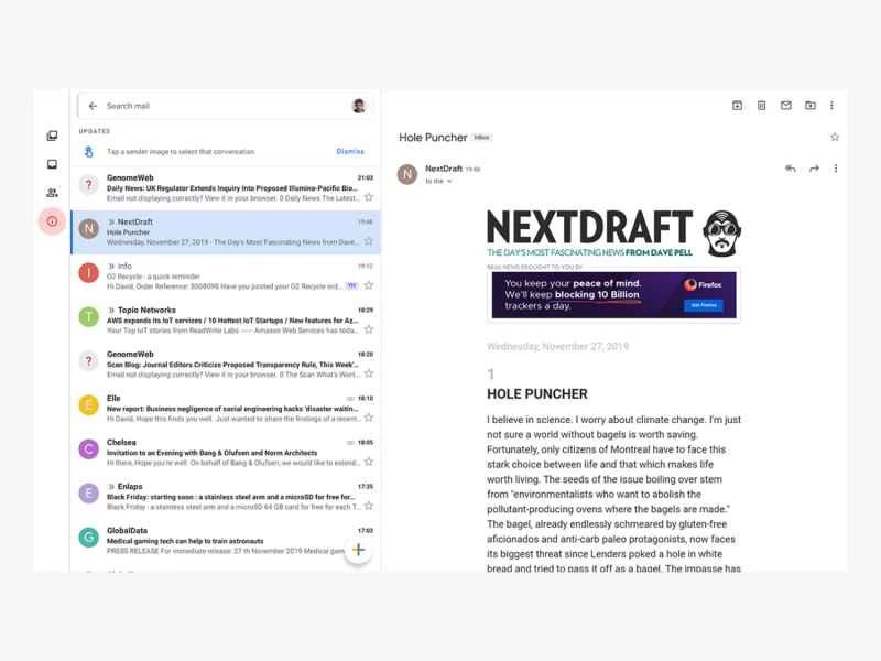 Chrome OS 版 Gmail 螢幕截圖