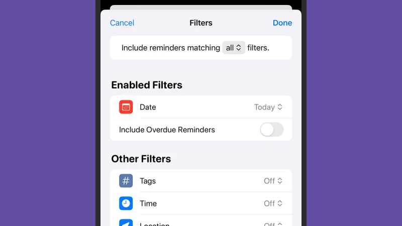 智慧清單可讓您自動將提醒事項分組。