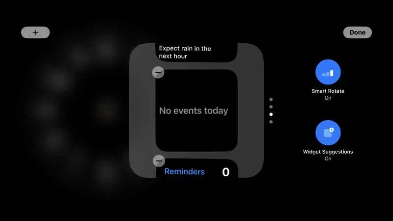 螢幕顯示 iPhone 待機模式下小工具畫面的選項選單。