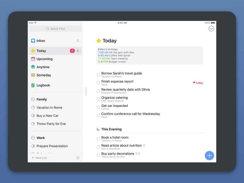 適用於 iPad Pro 的 Things 應用程式。