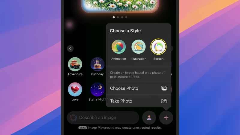 iPhone 上 AI 照片選項的螢幕截圖