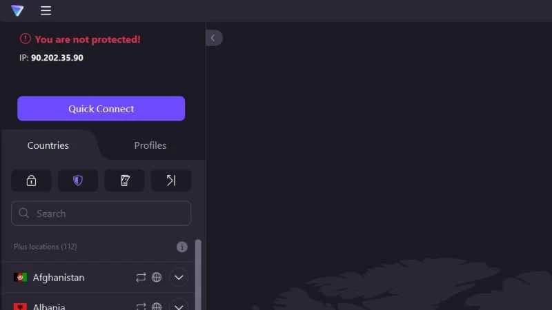 VPN 工作狀態的螢幕截圖