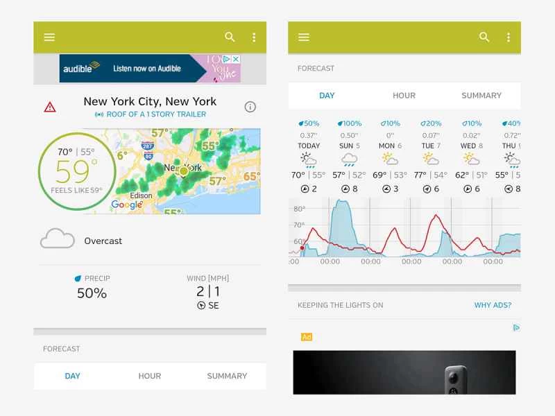 Weather Underground 的天氣預報介面使其成為頂級天氣應用程式之一。