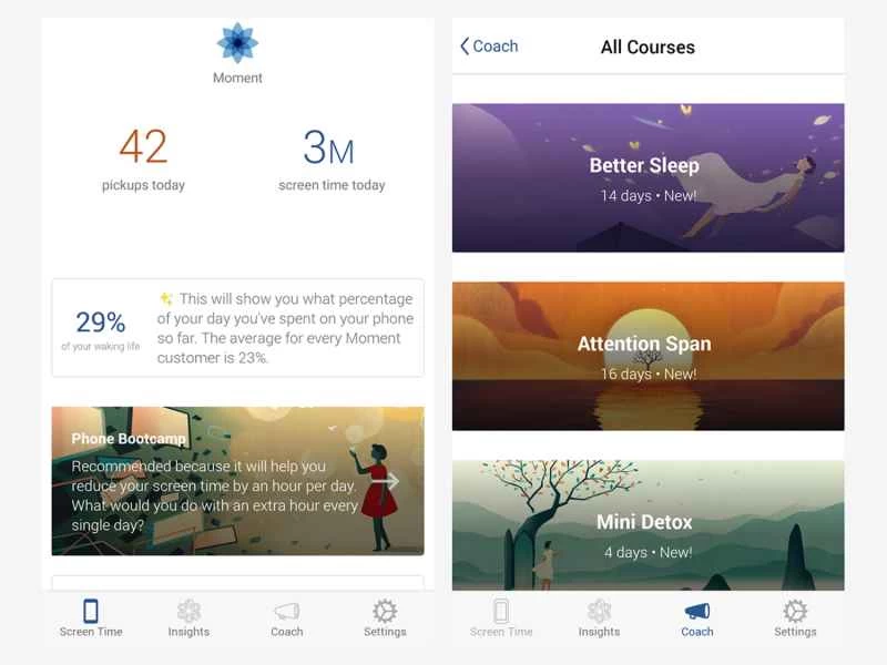 Moment 應用程式的螢幕截圖