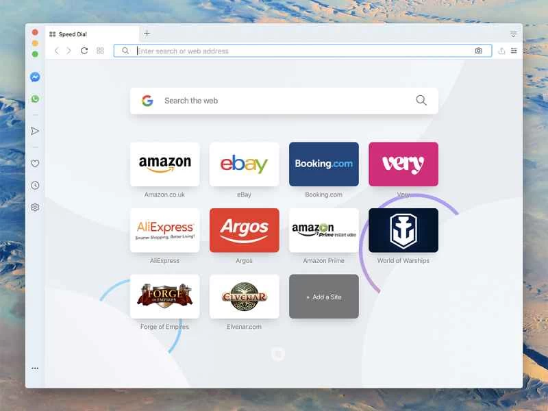 Opera 網頁瀏覽器的螢幕截圖