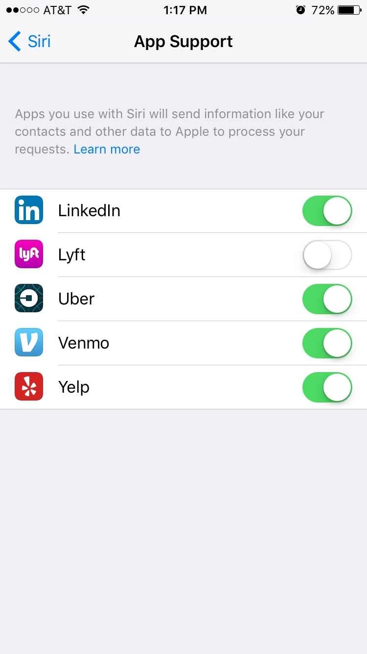 iOS 10 中可與 Siri 搭配使用的應用程式列表