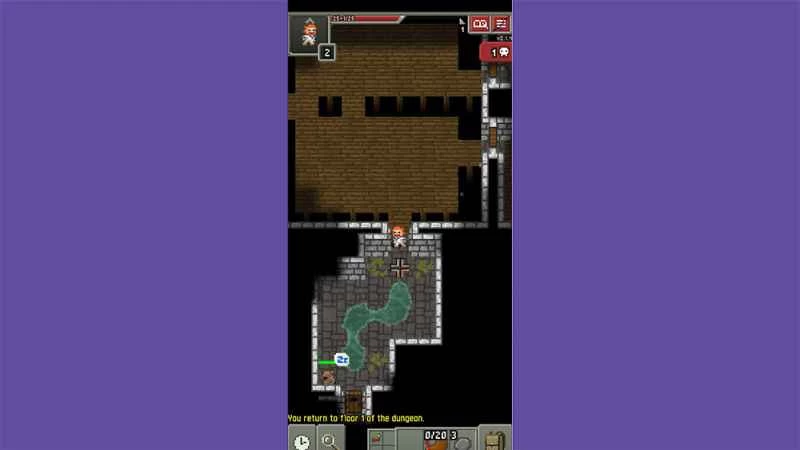 安卓遊戲《破碎像素地牢》中所描繪的灰色地牢。