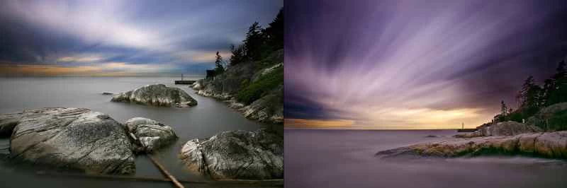 藍色和紫色曝光燈塔