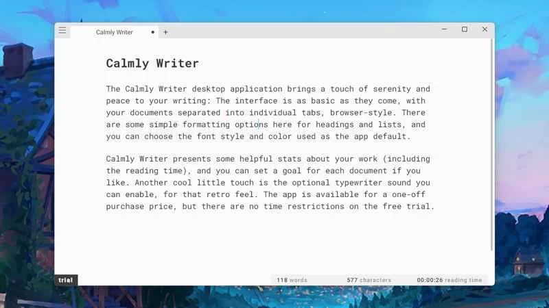 Calmly Writer 的螢幕截圖