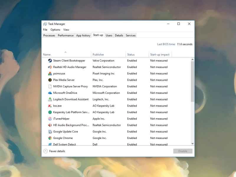 Windows 10 工作管理員的螢幕截圖