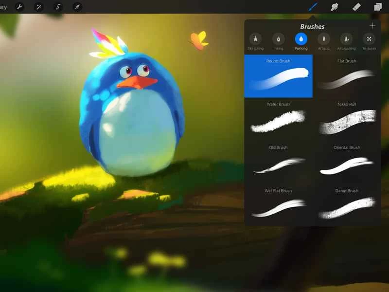 Procreate上的繪圖介面。