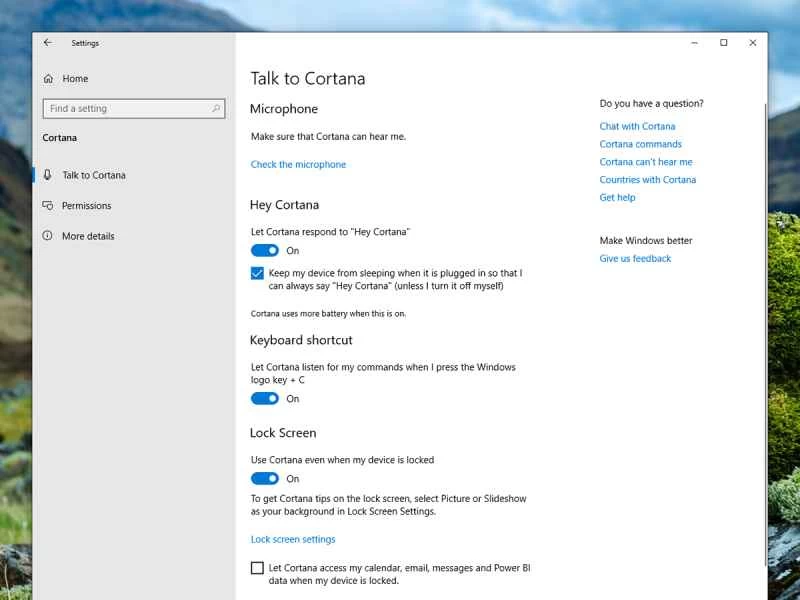 Windows 10 中的 Cortana