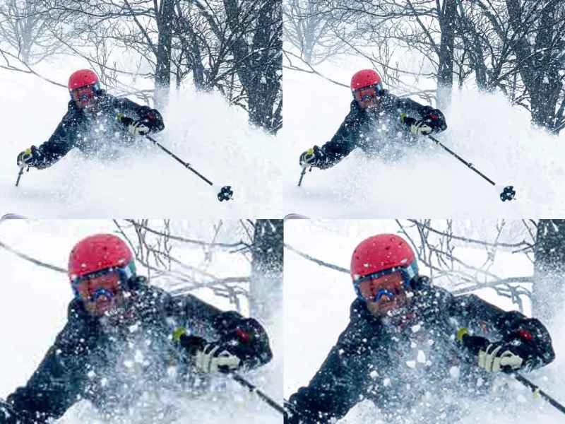 對滑雪者照片進行照片壓縮對比